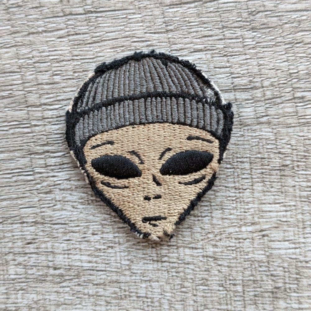 Vintage 90s Grunge Alien With Beanie Iron On Patch